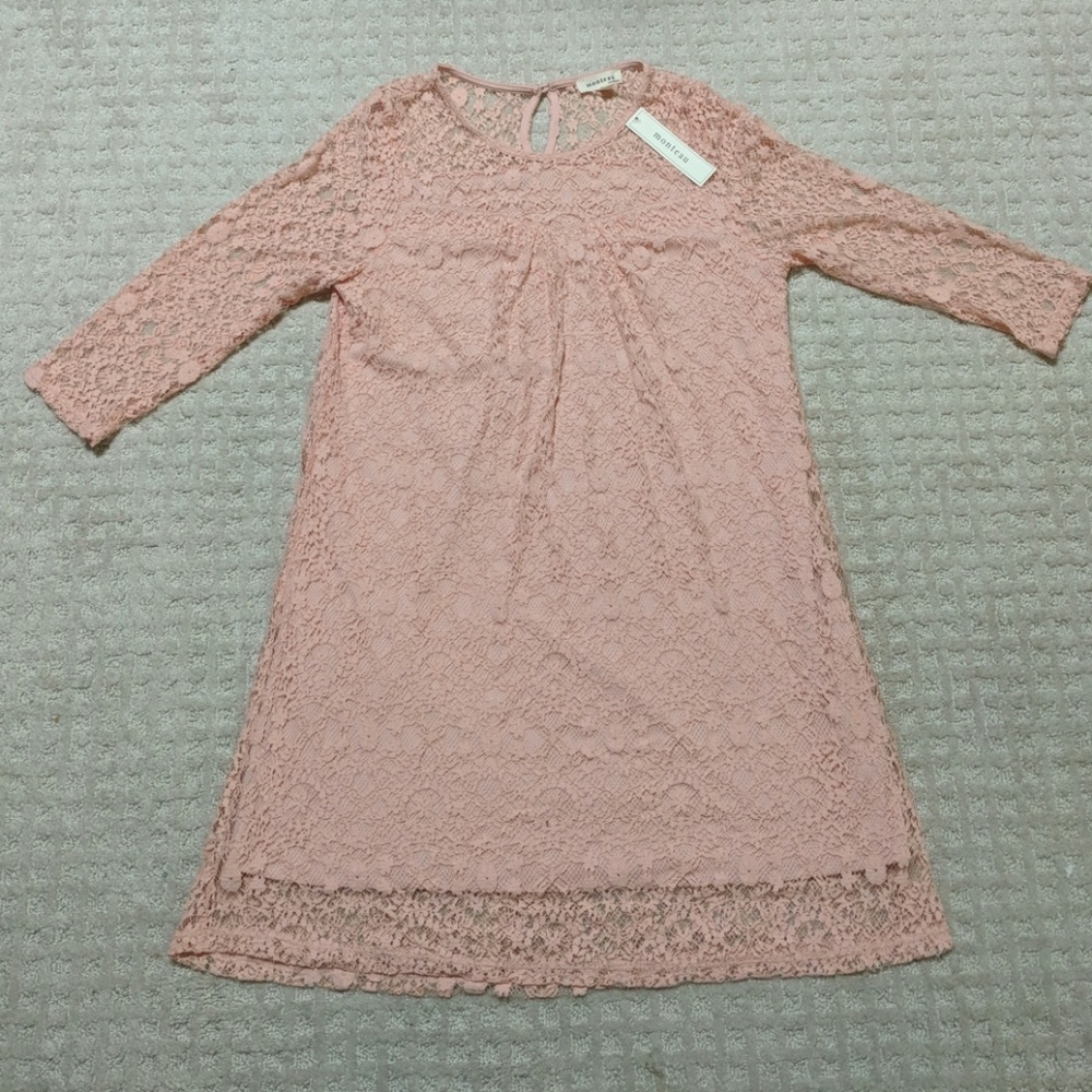 Monteau pink lace dress